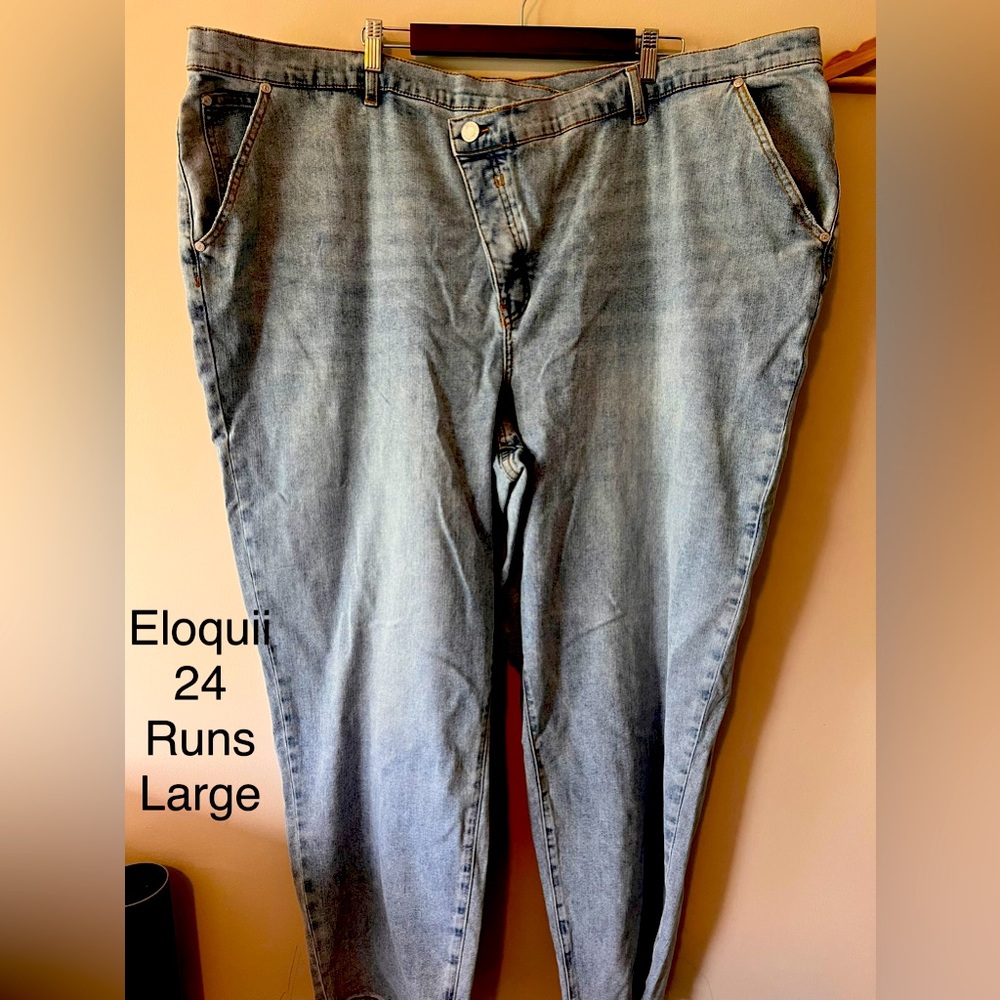 Eloquii elements cross button waist plus size skinny jeans